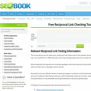 Reciprocal Link Checking. Free Reciprocal Link Checker