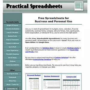 Free Spreadsheets for Business, Home, and Personal Use