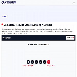 Lottery results of winning numbers