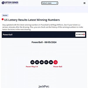 Lottery results of winning numbers