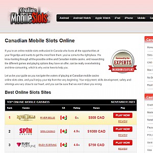 Canadian Mobile Slots Sites