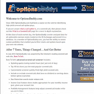 OptionsBuddy option screener - Identify high yield covered call options.