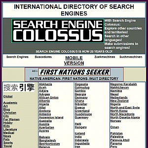 Find search engines across the world with Search Engine Colossus