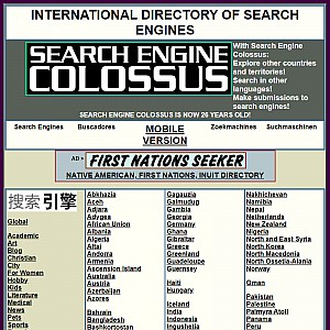 Find search engines across the world with Search Engine Colossus