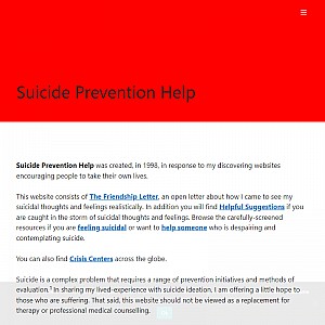 Suicide Prevention Help - the friendship letter - Global Web Directory