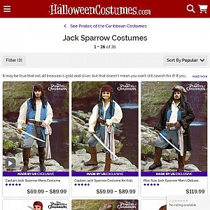 Jack Sparrow Costumes - Adult, Kids, Child Pirate Halloween Costume