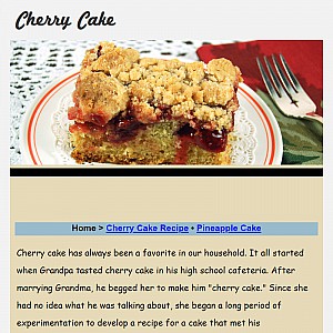 Cherry Cake - Cherry Cake Story and Recipe