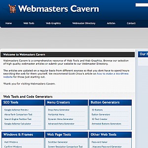 Webmasters Cavern - Free Web Tools,Javascript Wizards, Code Generators
