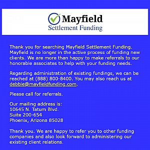 Mayfield Settlement Funding